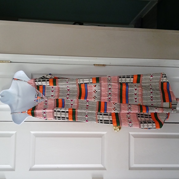 Ellen Weaver Geometric wide leg spaghetti strap romper jumpsuit Sz 2X - Picture 4 of 5